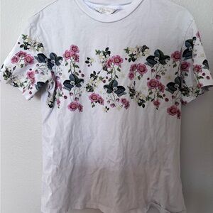 Ted Baker Floral Print Short Sleeve Tee - White and Pink